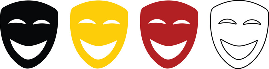 Person face Mask icon in flat, line set. isolated on transparent background Masquerade vector for apps or web Different party superhero carnival