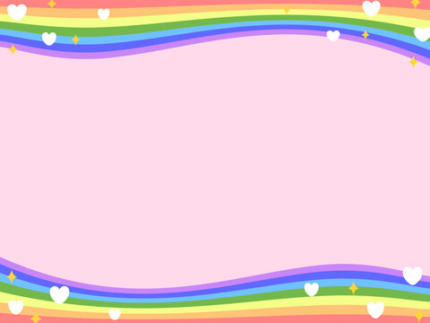 abstract pride rainbow border illustration for pride month decoration, pride flag symbol on pink background