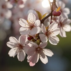 Cherry Blossom Branch in Morning Light