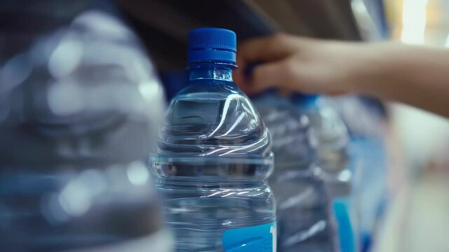 Customer choosing bottled water in supermarket
