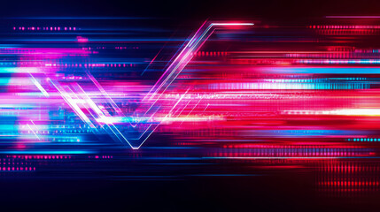 Neon Rush: Abstract futuristic speed of light effect for technology background, banner, print or poster