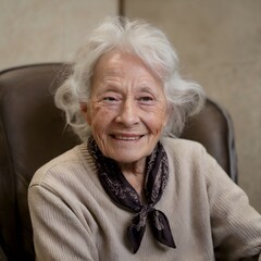 A portrait of an old woman laughing ,wrinkles on face, generated by AI