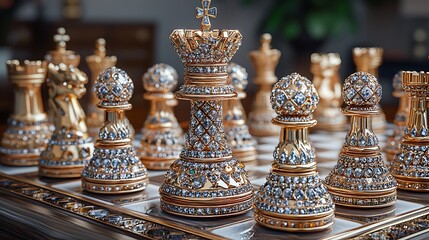 Glamorous luxury chess set gold image