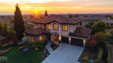 Fototapeta premium Using technology, real estate can now be bought and sold online. Smart devices connect to data centers over the internet, allowing for smart homes and other IoT applications. 
