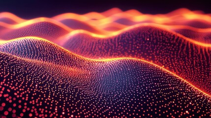 Fototapeta premium Glowing Particle Waves Abstract Digital Background