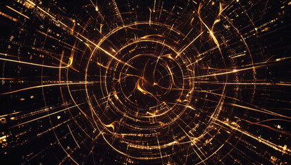 Abstract digital data with neural network visualization