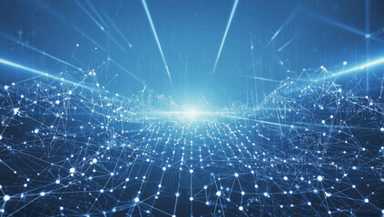 Obraz premium Abstract digital data with neural network visualization