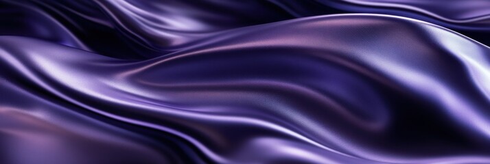 Fototapeta premium Luxurious purple silk fabric with smooth waves and reflective texture