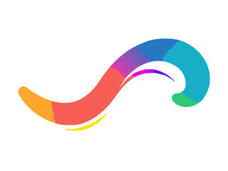 Fototapeta premium Multicolor curved brushstroke with gradient effect