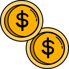Dollar Coin Icon Vector