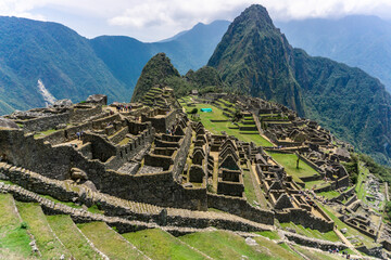 Machu Picchu Archaeological Site Featuring Well-Preserved Inca Ruins, Sacred Temples, and the Iconic Huayna Picchu in the Background