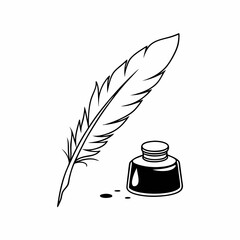 feather pen and ink