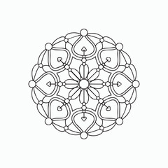 Obraz premium Simple Floral Mandala Coloring Page Line Art Printable