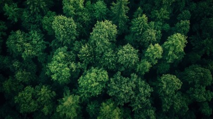 Aerial View of Lush Green Forest Canopy