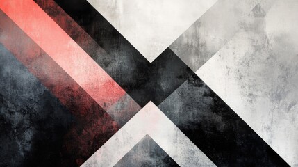 Abstract Geometric Design with Red Black and White Diagonal Lines