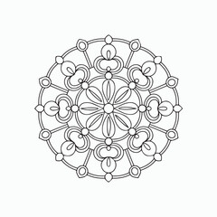 Simple Floral Mandala Coloring Page Line Art Printable