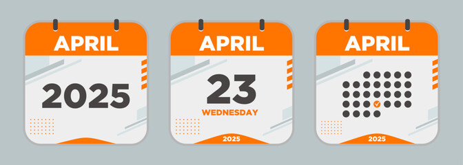 Modern Calendar icon. April. 2025 23 day. The concept of waiting for an important date. Day calendar with date April 23. Cheklist day calendar. Vector illustration.