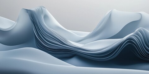Abstract shapes in light blue, resembling undulating waves and hills