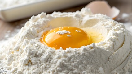 Egg Yolk in Flour - Baking Preparation Still Life