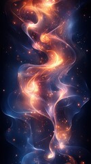 Ethereal Abstract Swirls of Light in Blue and Orange Tones