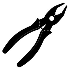 a close-up shot of a black pliers on a white background, tools for DIY and repair