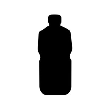recommend clip art: a black silhouette of a plastic water bottle against a background 
