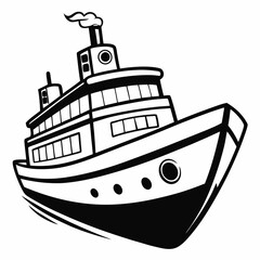 Obraz premium an illustrated image of a large cruise ship. It's black and white with a detailed design, ready for an adventure