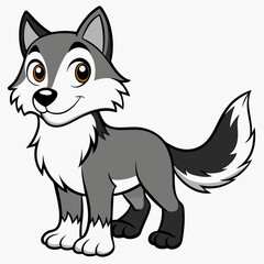 Obraz premium a cartoon wolf, with a friendly smile, standing and looking towards the viewer