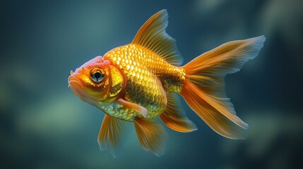 Fototapeta premium Goldfish swimming aquarium underwater background pet