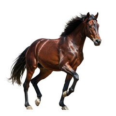 Obraz premium Brown Horse Galloping Forward, isolated on transparent background 