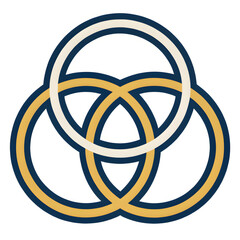Elegant logo design featuring interlocking circles in gold, cream, and navy blue colors representing unity and collaboration with copy space