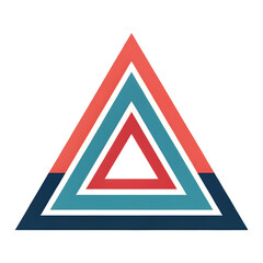 Vibrant logo design featuring stacked triangles in coral, teal, and navy blue colors with a modern aesthetic and copy space