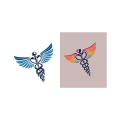 Obraz premium Caduceus - Medical Snake Logo Icon Vector