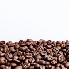 Naklejka premium An abundant collection of coffee beans piled together, showcasing their rich color and unique texture in a natural display