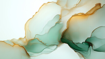  Elegant Abstract Waves in Pistachio Green with Golden Accents
