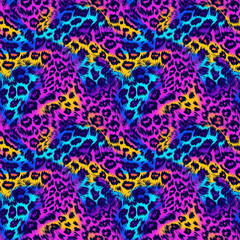Obraz premium Vibrant Neon Leopard Print with a Bold and Multicolored Gradient Effect