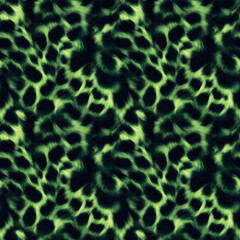 Black and Neon Green Leopard Fur Pattern with a Cybernetic Edge