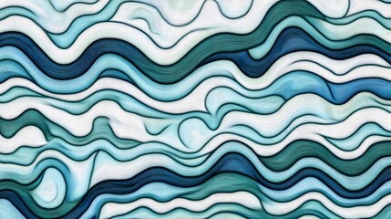 Abstract Blue Green Wave Pattern Seamless Texture