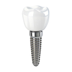 3D Illustration of a Dental Implant with Porcelain Crown, dental implant isolated on Transparent background