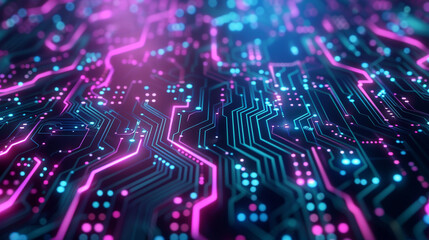 Obraz premium AI-Powered Digital Transformation Background with Glowing Data Nodes