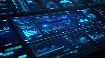Fototapeta premium Data visualization insights tech lab digital interface futuristic close-up analytics
