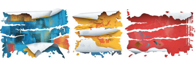 Layers of Expression: Torn paper reveals layers of vibrant color and textures, creating an artistic abstract, inviting viewers to explore the depth and visual metaphor.