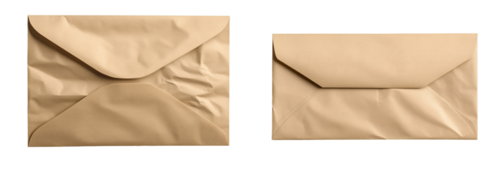 Communication in Paper Form: two brown paper envelopes on a light background, one slightly crumpled, a symbol of communication and connection.