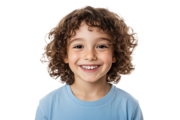 Radiant Child: a portrait of a joyful, curly-haired child with an infectious smile, radiating happiness and innocence