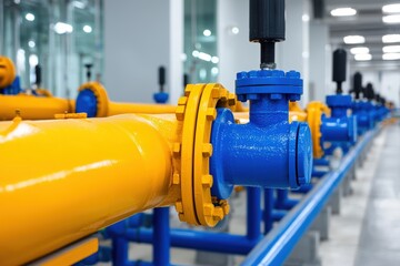 Bright yellow pipe on a clean white surface highlighting industrial design and functionality in a modern setting