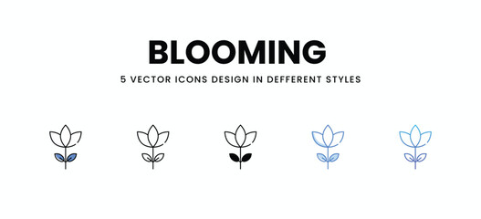 Blooming  vector icons set stock illustration