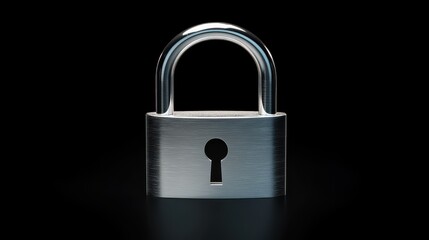 Naklejka premium Shiny metallic padlock with a keyhole on a black background
