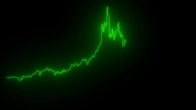 glowing neon Saving rates moving up and down. Chart with rising saving rates. Banking, inters rates, savings, stock market and exchange. Business and trading concept
