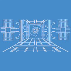 Futuristic 3D Grid Wire frame – Cyber Tech AI Network Background