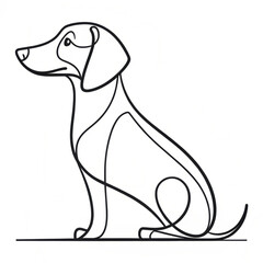 Obraz premium Minimalist One-Line Drawing of Dog in Black and White